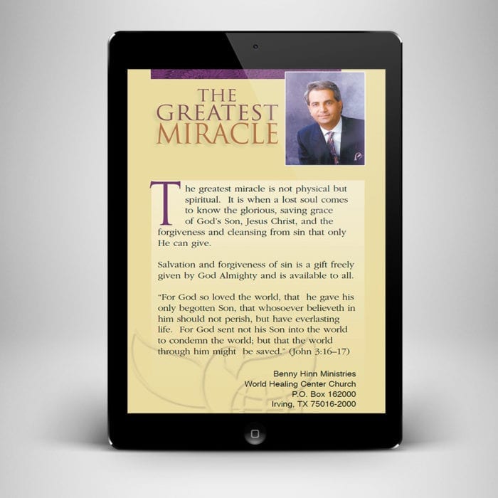 The Greatest Miracle eBook - back cover - Benny Hinn Ministries