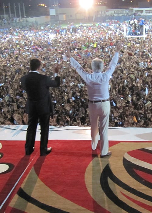 Pastor Benny Hinn at large gathering