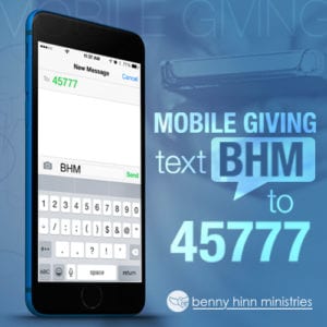 Benny Hinn Ministries mobile and text giving
