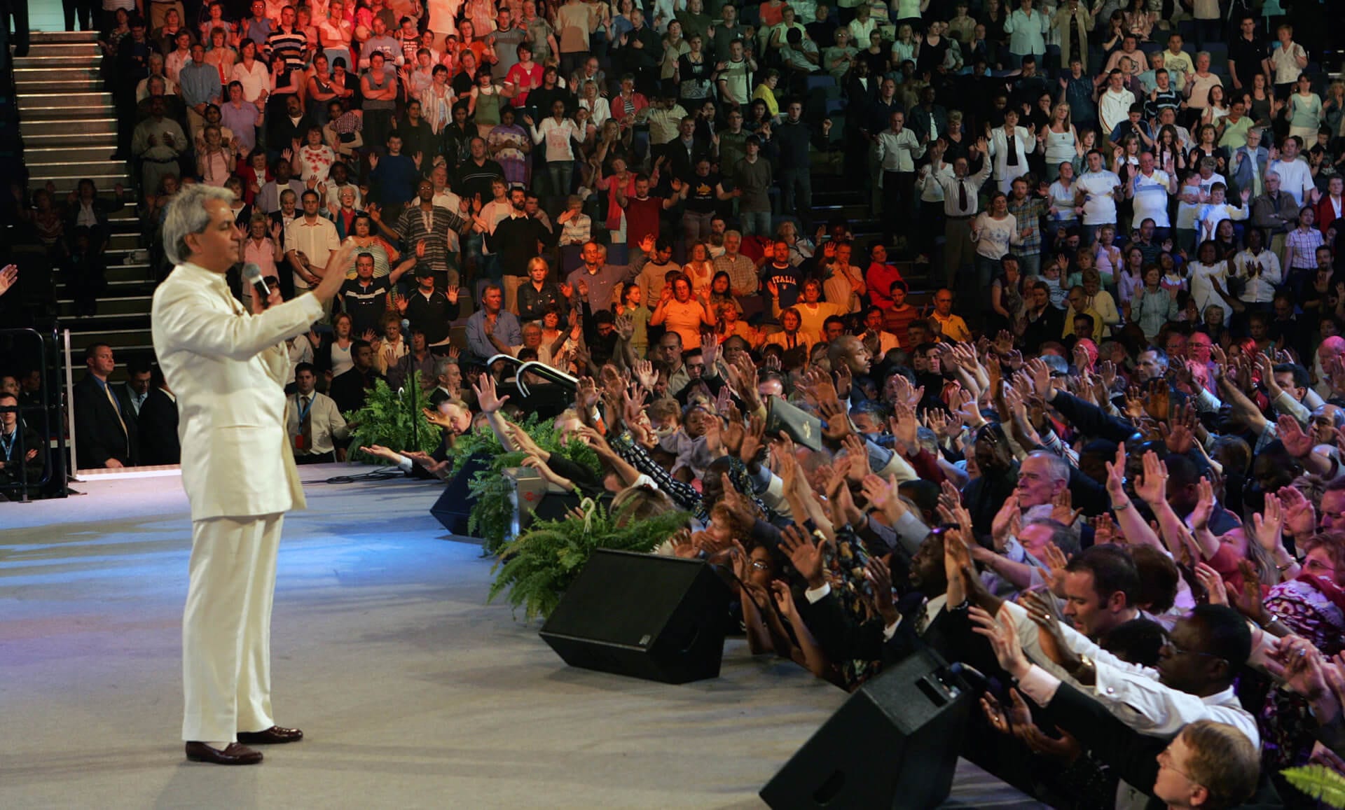 Benny Hinn in Belfast-enewsletter-Benny Hinn Ministries Benny Hinn on stage