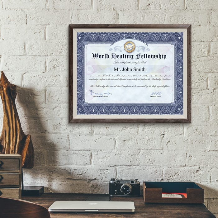 World Healing Fellowship - Member Certificate Product - Benny Hinn Ministries