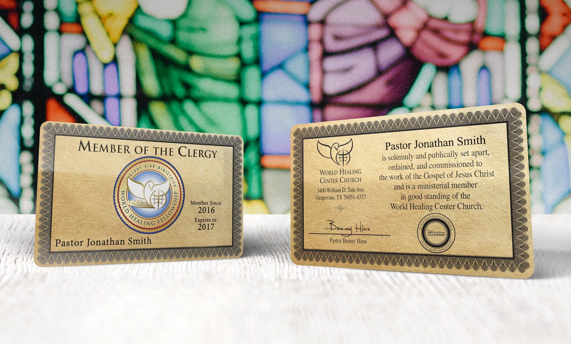 World Healing Fellowship Ordination Card - Benny Hinn Ministries