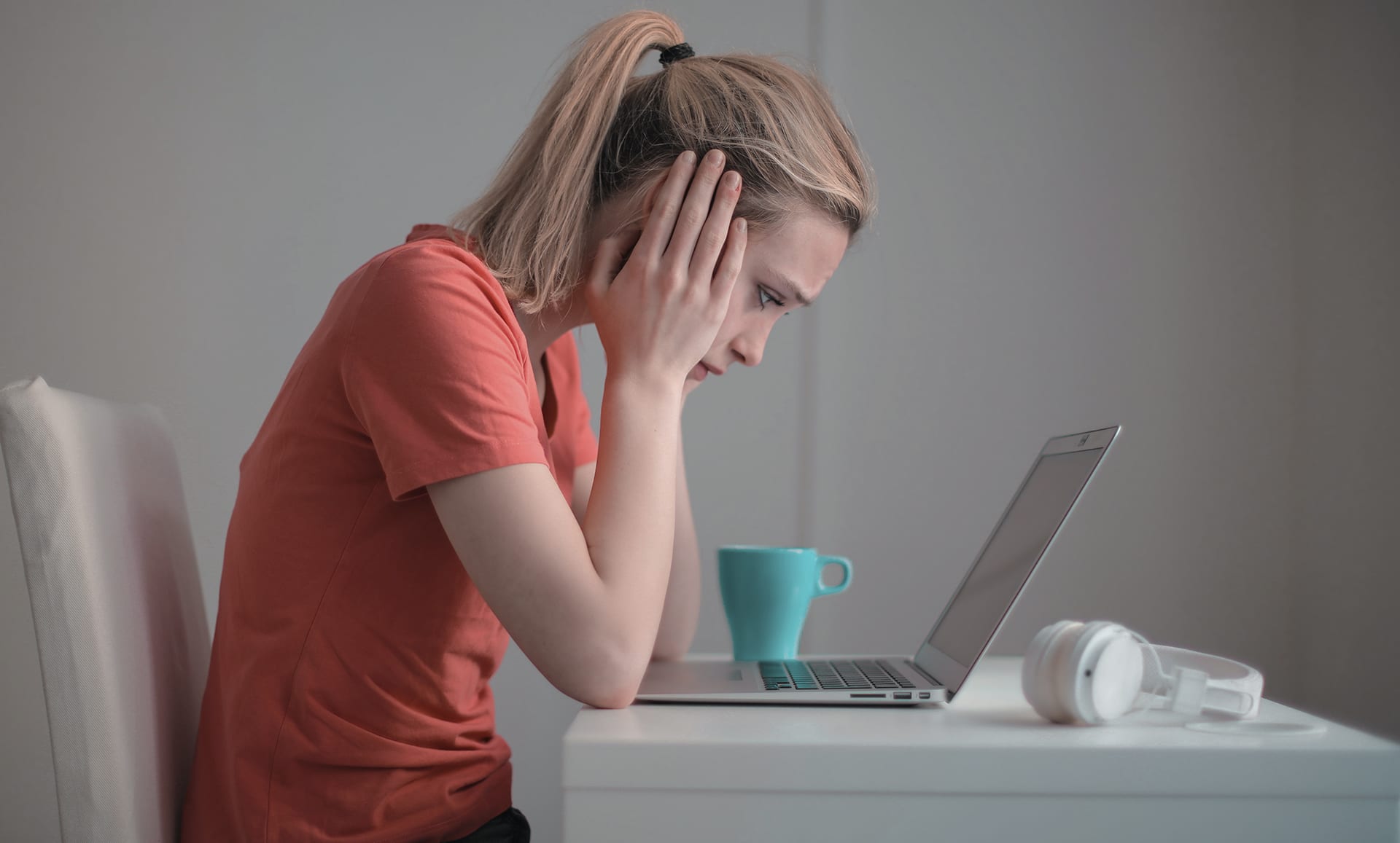 Sad Woman on Computer